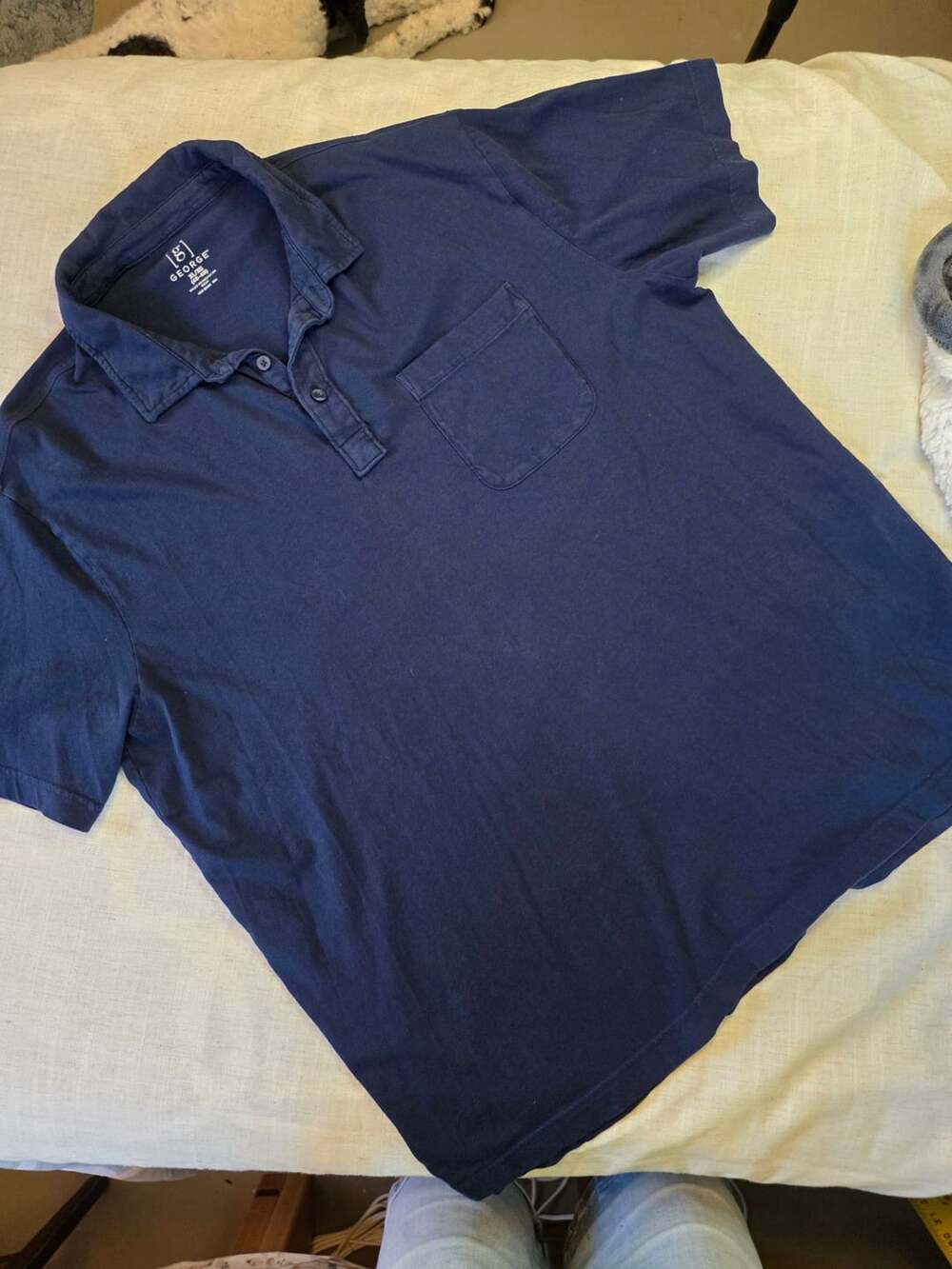 George Men's Navy Blue Short Sleeve Pocket Polo Shirt Size XL